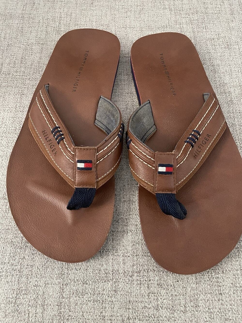 Tommy Hilfiger Men’s Brown Thong Flip Flop Sandals Size 11 Estimated